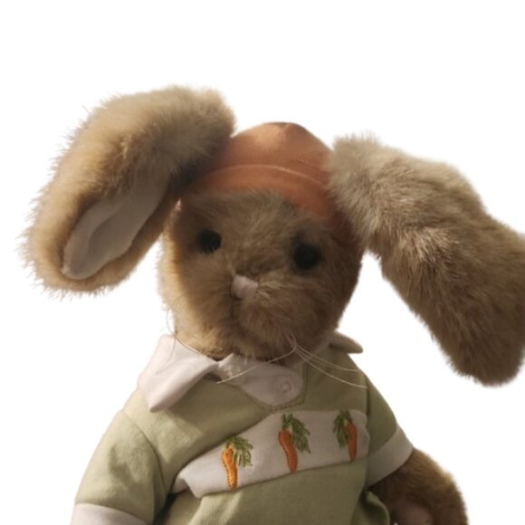 [Bearington Collection] Adorable Plush Boy Bunny with Carrot Outfit w/ stand - Picture 6 of 7